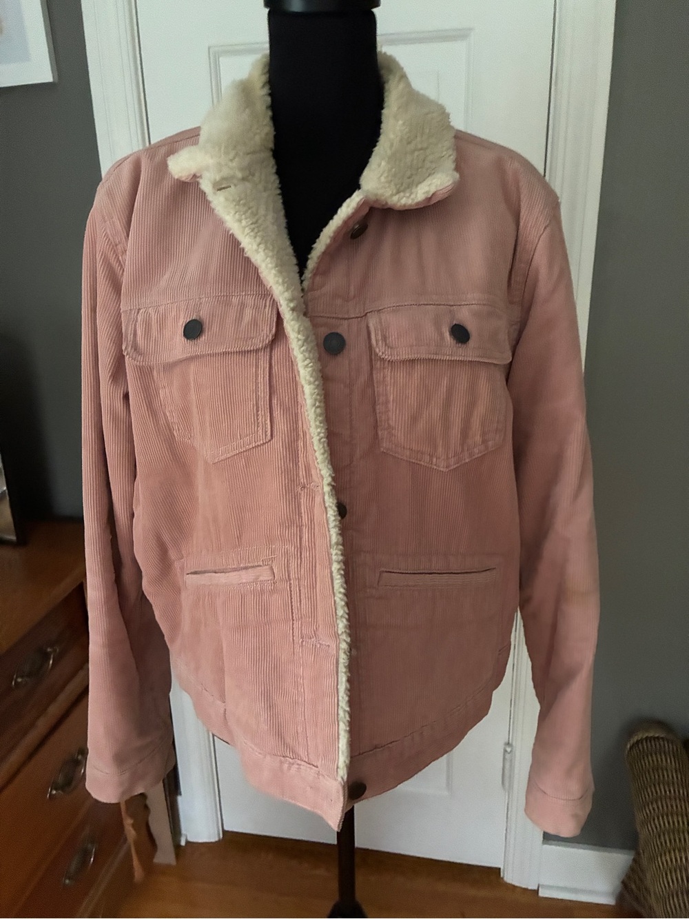 GAP Pink Corduroy Teddy-Lined Jacket with Cream Sherpa